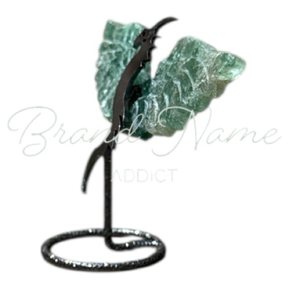 Raw Serpentine Mini Wing Metal Dragon Stand - Picture 3 of 5